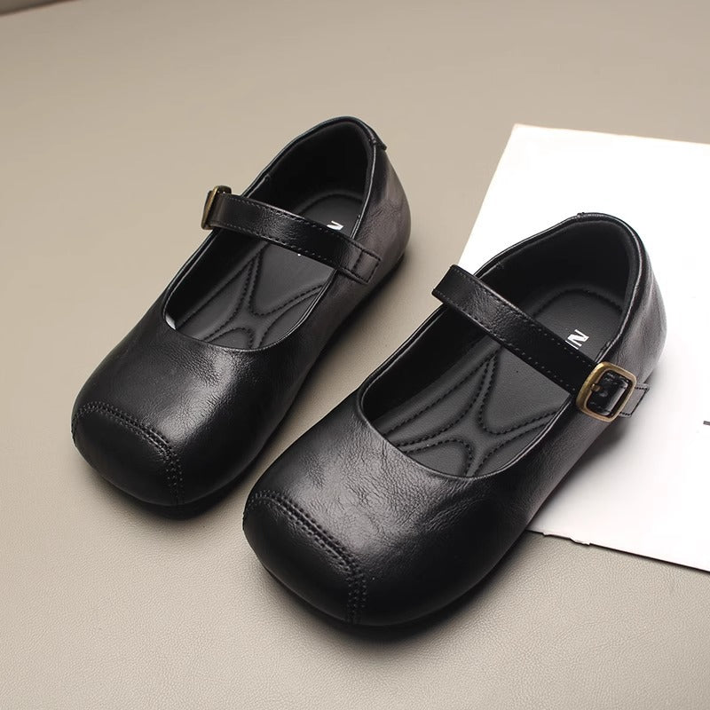 2026 Spring and Autumn New Children's Leather Shoes, Girls' Single Shoes, Baby Princess Shoes, Soft Soles, Little Girls' Black Foreign Style
