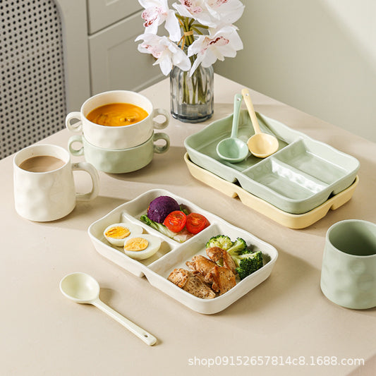 A piece of dropshipping ceramic fat reduction dinner plates, dim sum plates, delicate tableware, student home grid, restaurant plates, manufacturers, meals