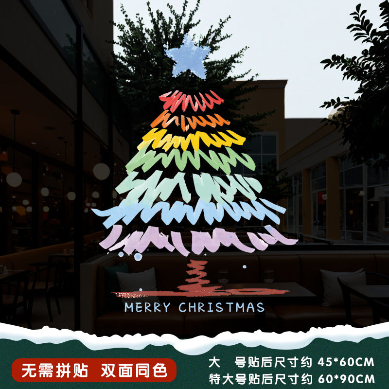 Christmas Santa Claus push door glass sticker electrostatic sticker shopping mall window scene layout decoration the whole window grille