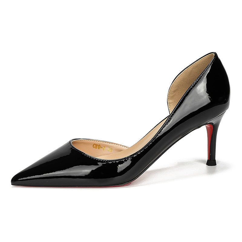 French red sole side hollow pointed high heels women's thin heels autumn and winter shallow sexy temperament, versatile light luxury and high-end sense