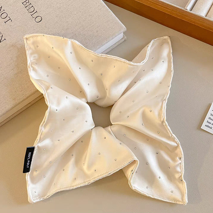 New Chinese blended style square scarf large intestine scrunchie women's large high-end square headband low ponytail hair tie hair accessory
