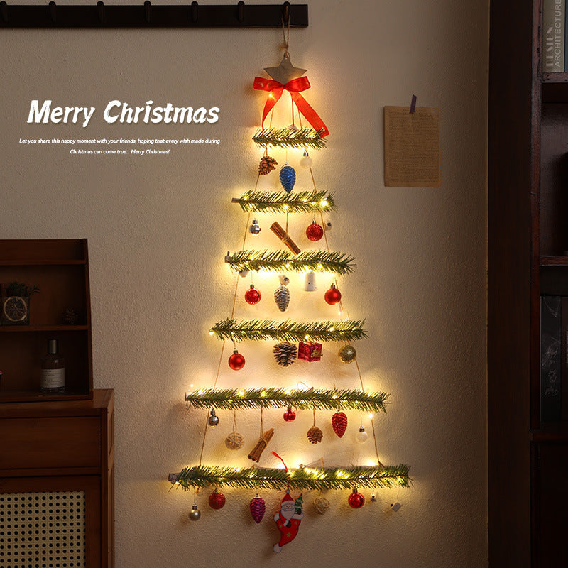 Christmas Christmas decoration wall luminous Christmas tree Christmas ornament pendant pine cone rattan pendant