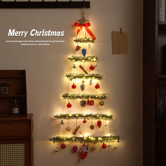 Christmas Christmas decoration wall luminous Christmas tree Christmas ornament pendant pine cone rattan pendant