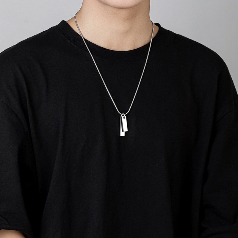 MLD necklace men's trendy niche design simple and versatile hip-hop personality pendant titanium steel men's decorative pendant accessories