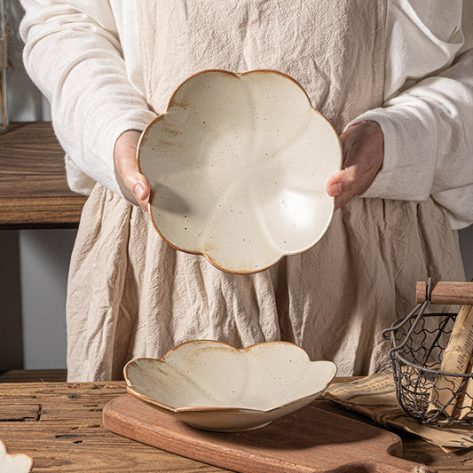 Internet celebrity restaurant Japanese vintage stoneware cherry blossom plate set dinner plate household dish plate ceramic tableware hotel wholesale
