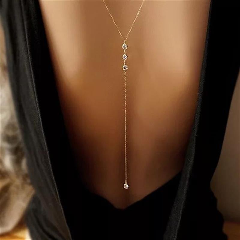 European and American cross-border jewelry, fashionable and simple, European and American style, water drop back chain, tide girl long necklace, tassel body chain