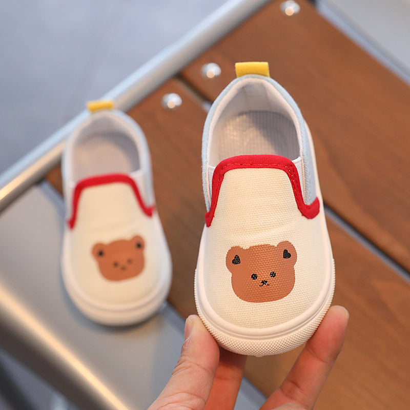 Children's canvas shoes spring and autumn new one-foot slip-on cartoon boys and girls light soft-soled shoes non-slip children's shoes