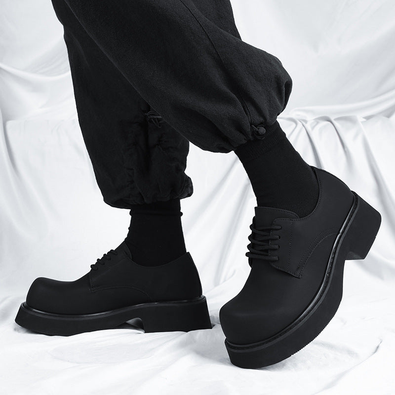 Big Head Derby Shoes Men's Premium Commuter Black Platform Trendy Shoes Men's 2023 New Heightened Japanese Style Shoes 9522-R