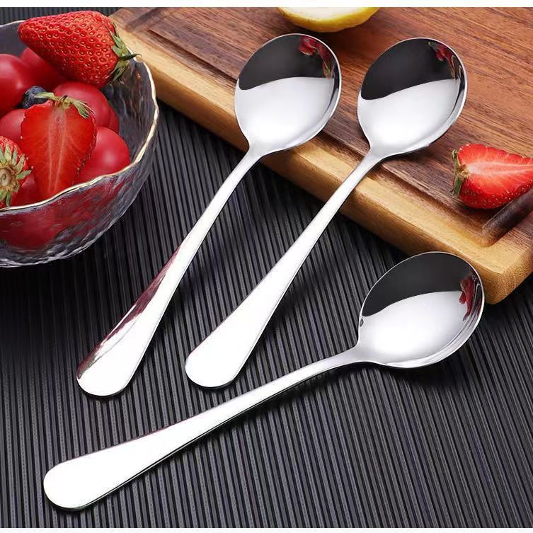 Western Spoon Large Thickened Long Handle Stainless Steel Spoon Thickened Food Grade Dinner Spoon Household Stainless Steel Spoon Wholesale