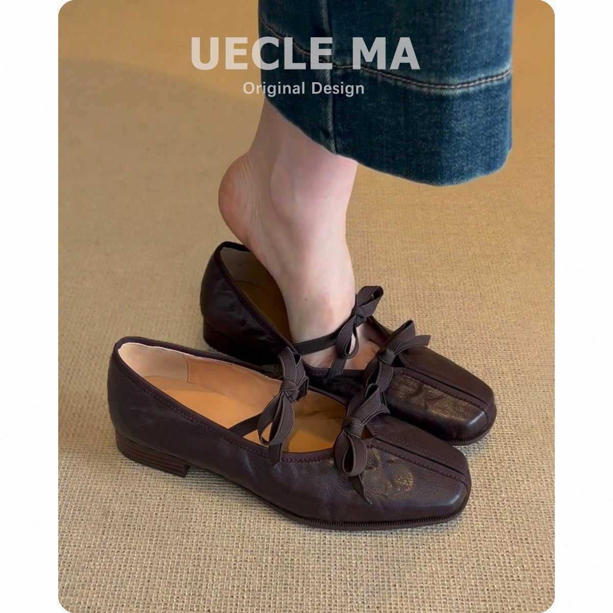 Sheepskin ~ Genuine Leather French Ballet Shoes Women's Soft Sole with Skirt Vintage Mary Jane Shoes Bow Flat Shoes