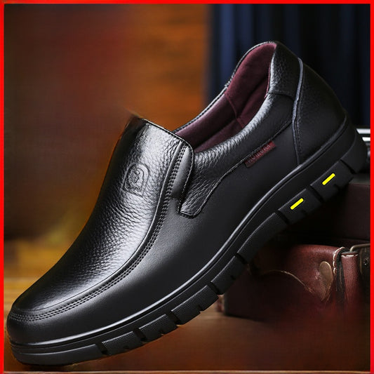The first layer of cowhide men's shoes for the elderly, business casual men's leather shoes, men's leather soft soles, soft leather for the middle-aged and elderly, dad shoes