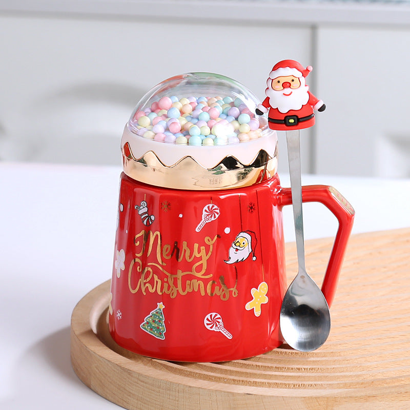 Wholesale ceramic mug Christmas gift box set with lid spoon mug water glass gift souvenir printing gift bone china