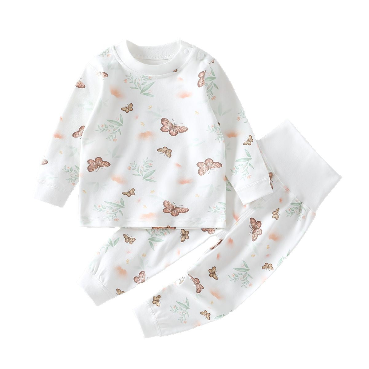 Spring and autumn high-waisted belly protection newborn autumn clothes set children's autumn pants baby thermal underwear baby leggings pajamas