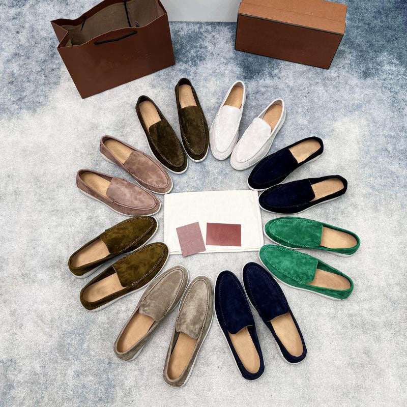 High men's leather beanie shoes, slip-on flat casual shoes, loafers, women's plus size shoes