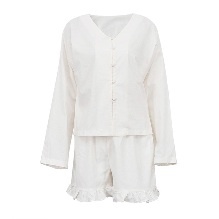 2023 Foreign Trade Women's Summer New Suit Beige Long Sleeve Loose Casual Shirt High Waist Shorts Two-Piece Set