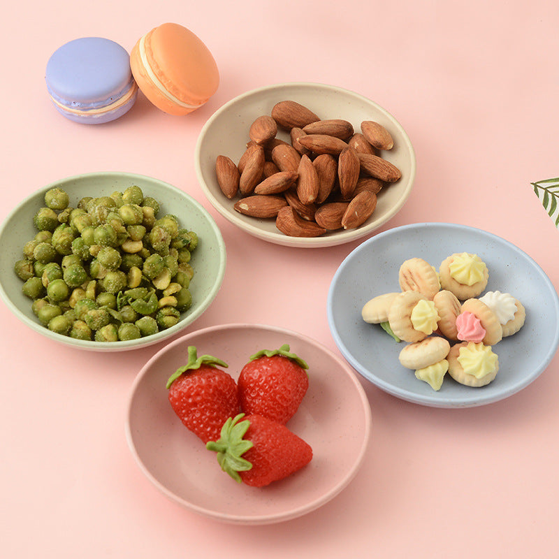 Cross-border wheat straw 10cm coarse salt plate round plate seasoning plate snack sauce vinegar plate bone spitting plate