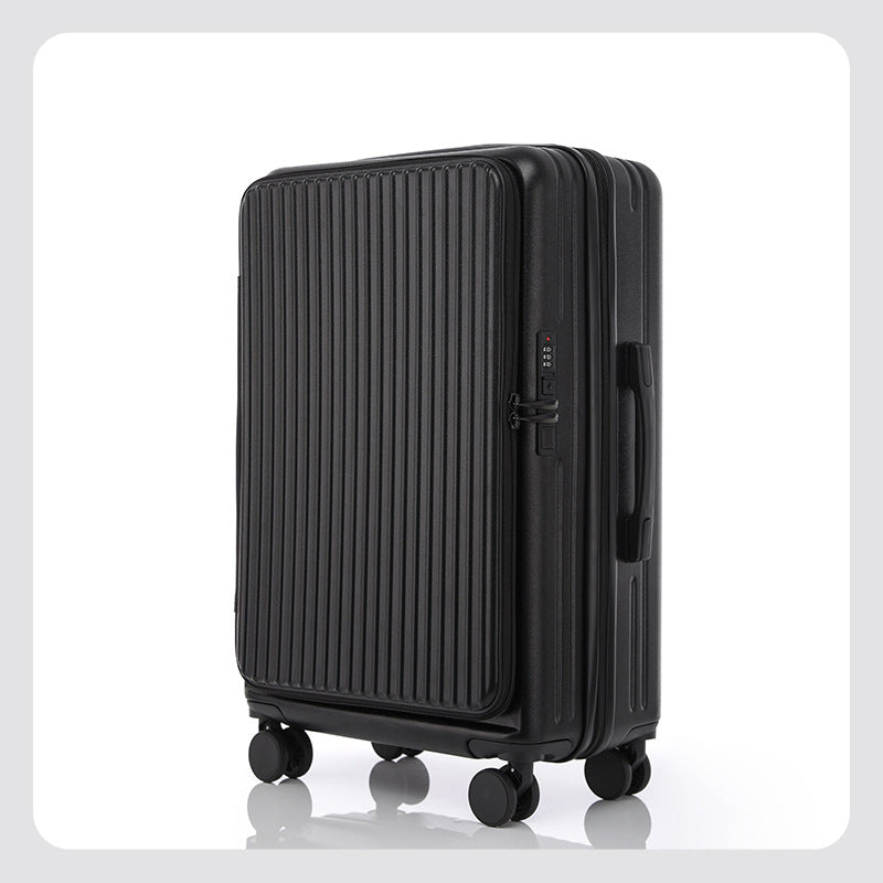 Front opening suitcase, men's trolley suitcase, women's 26 multifunctional suitcase, 20-inch cabin suitcase, lockbox, leather suitcase