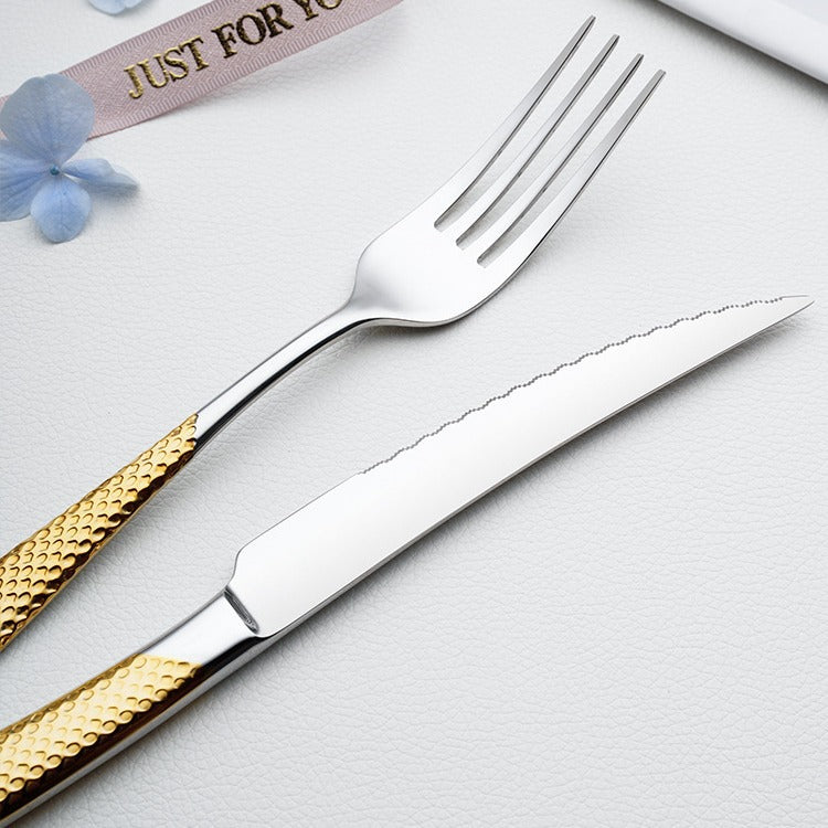 European style stainless steel couple steak knife, fork and spoon commercial household western tableware knife, fork and spoon three-piece set
