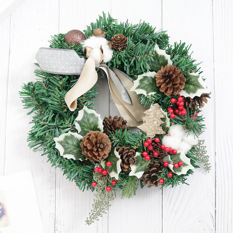 Christmas decoration door pendant hanging rattan circle Christmas wreath 30cm 40cm 50cm 60cm hotel shopping mall decoration