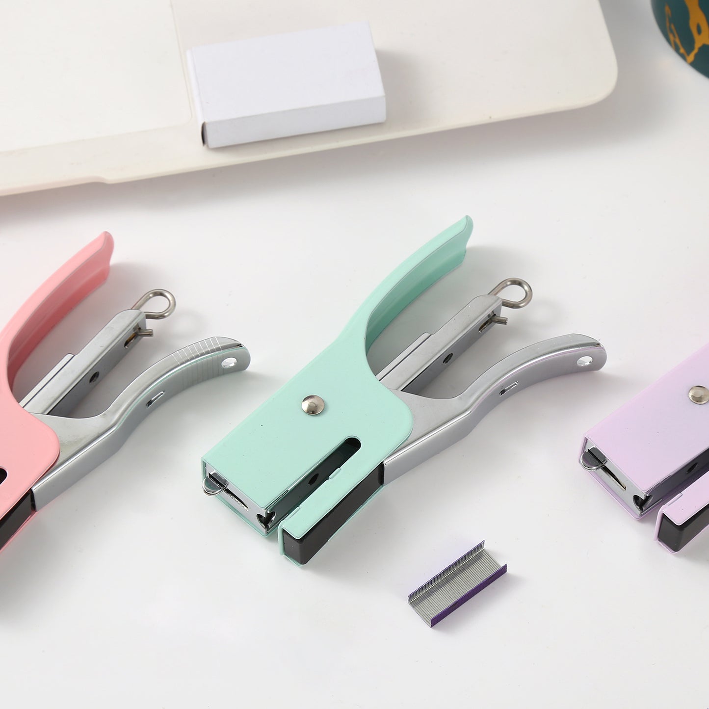 Manufacturer: Macaron colored metal hand holding stapler No. 10 labor-saving packaging machine small office binder