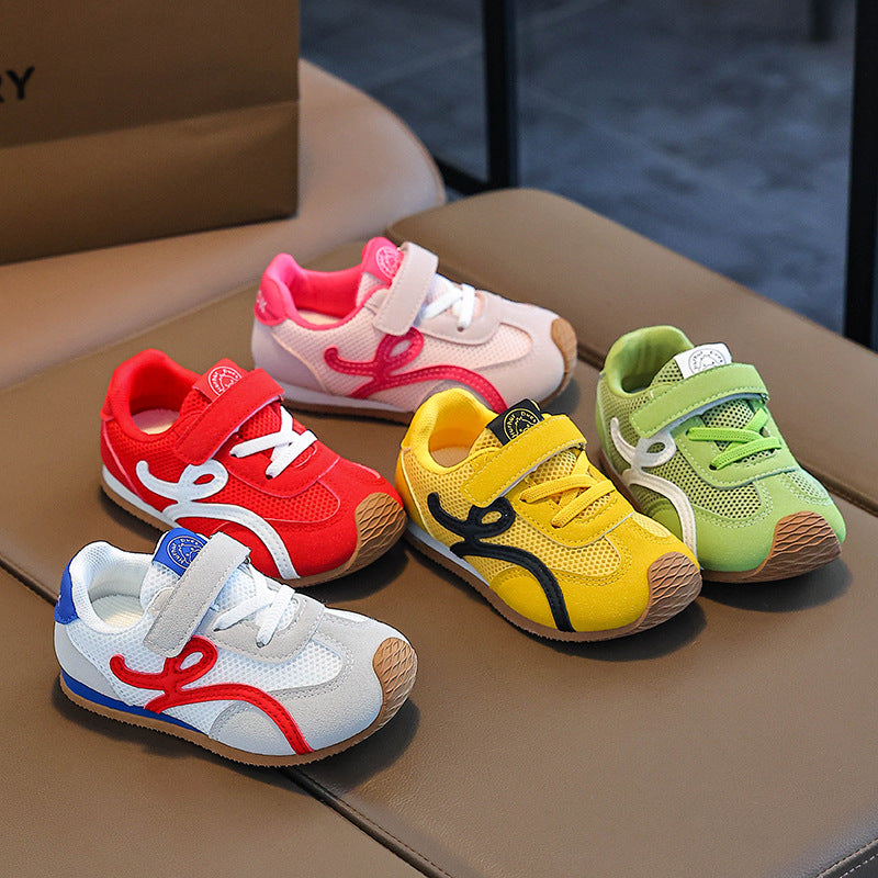 2025 Spring and Autumn New Girls' Forrest Gump Shoes, Children's Board Shoes, Casual Double Mesh Breathable Boys' Sneakers, Soft Sole Yellow