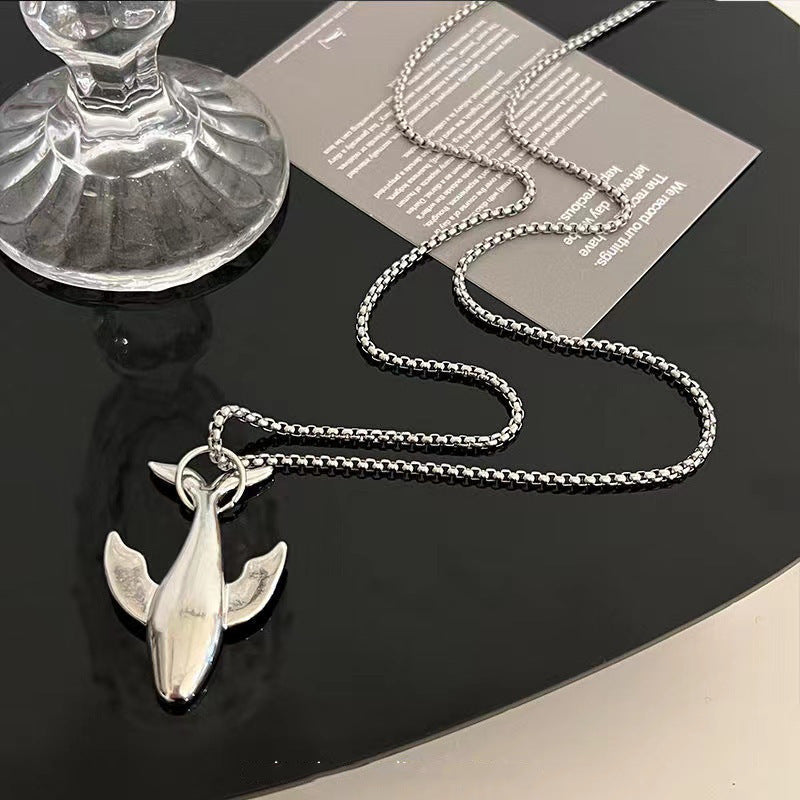 European and American trends ins cool style sweater chain fashion simple men's women's pendant small whale necklace jewelry