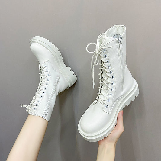 Z35-43 Plus Size Women's Shoes Internet Red Handsome Martin Boots Women's British Wind Medium Thin Boots 41 Thin Biker Boots 4