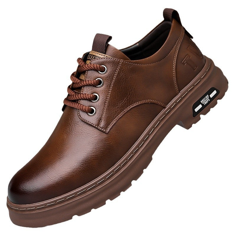 Autumn new men's handmade online business casual leather shoes men's retro workwear big toe lace-up breathable leather shoes for men