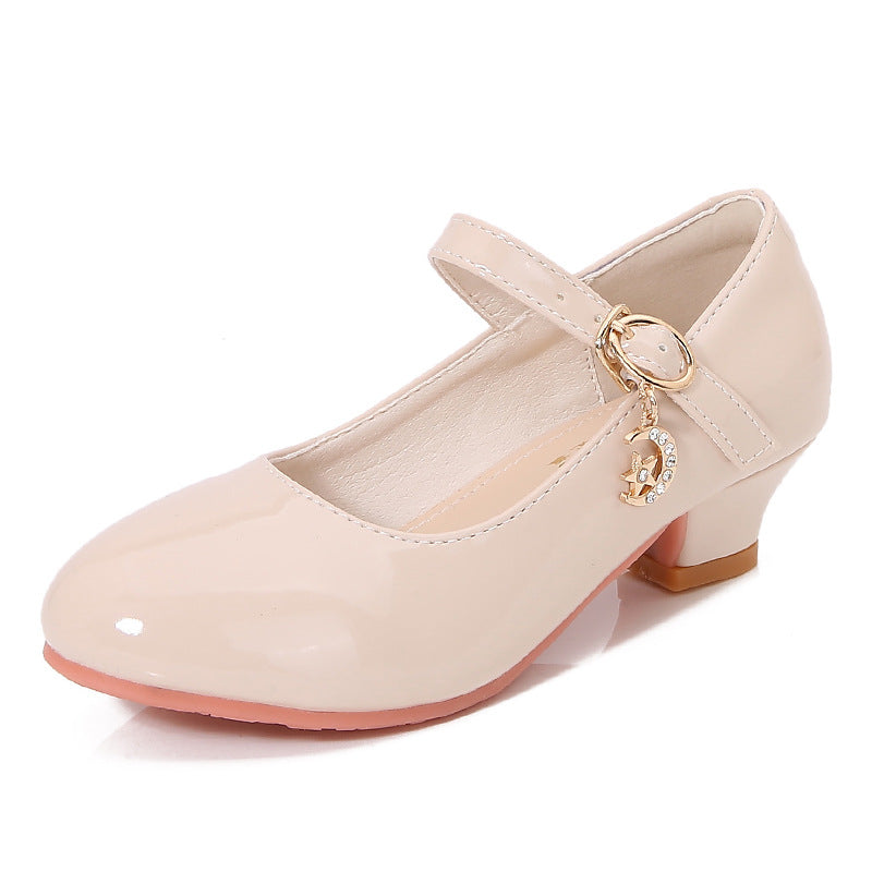 Girls High Heels 2025 New White Princess Leather Kids Shoes Performance Student Shoes 25-40 Size Kids Dance Shoes 5