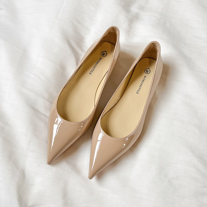 New spring 2024 French nude inner heightened pointed toe flatsWomen's pumpsVersatile commuter single shoes