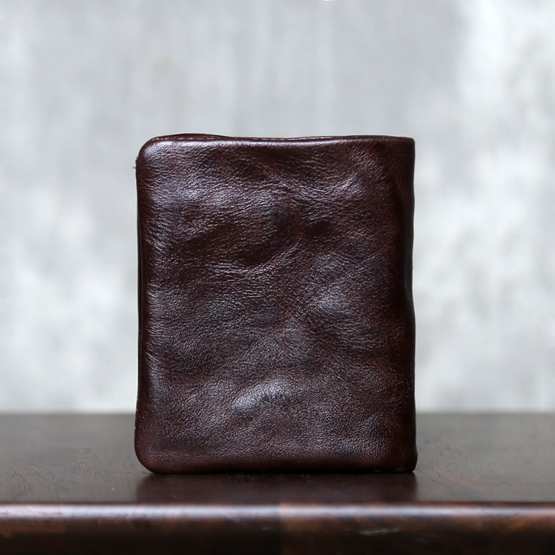 New cross-border top-layer cowhide bifold men's leather wallet simple vegetable-tanned top-layer cowhide light luxury money wallet