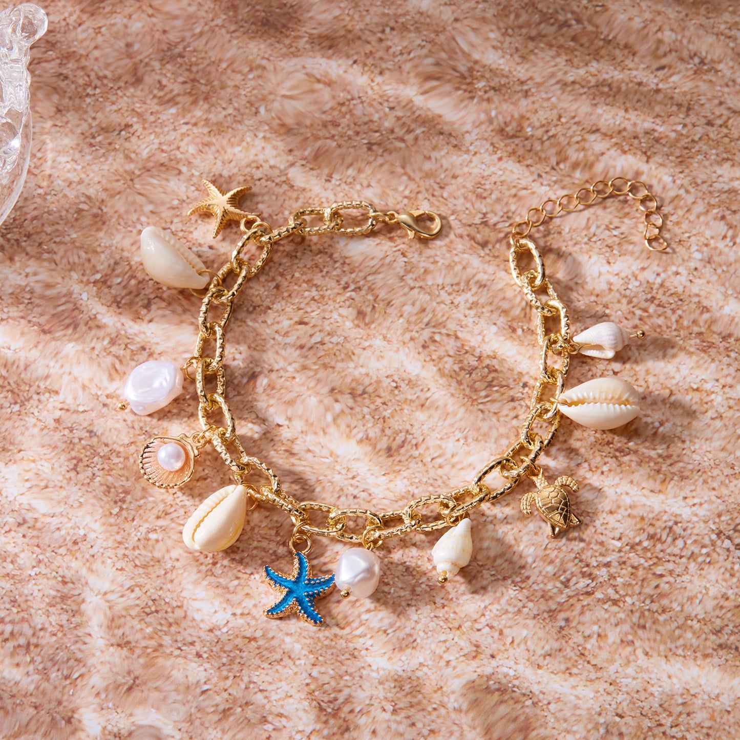 European and American fashion vacation beach bracelet anklet, bohemian starfish shell pendant, summer ocean style jewelry for women