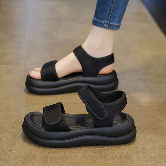 Retro Thick-soled Roman Sandals Women's 2025 New Summer Sports Soft-soled Versatile Non-slip Beach Shoes Without Tired
