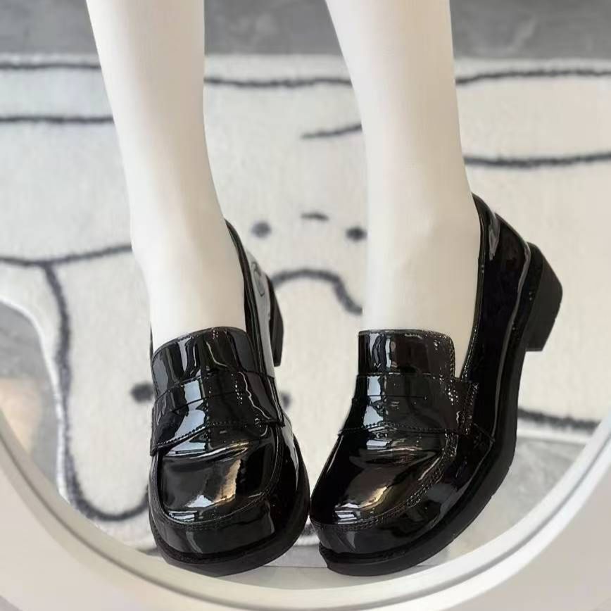Kitten toast original Lolita basic jk uniform college shoes round toe shoes Japanese medium size women's single shoes uniform shoes