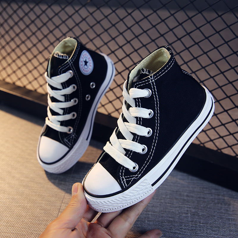 OPOEE Children's Shoes 2025 Spring Men's and Women's Fashion Lace-up High-Top Canvas Shoes Baby Casual Board Shoes C8008