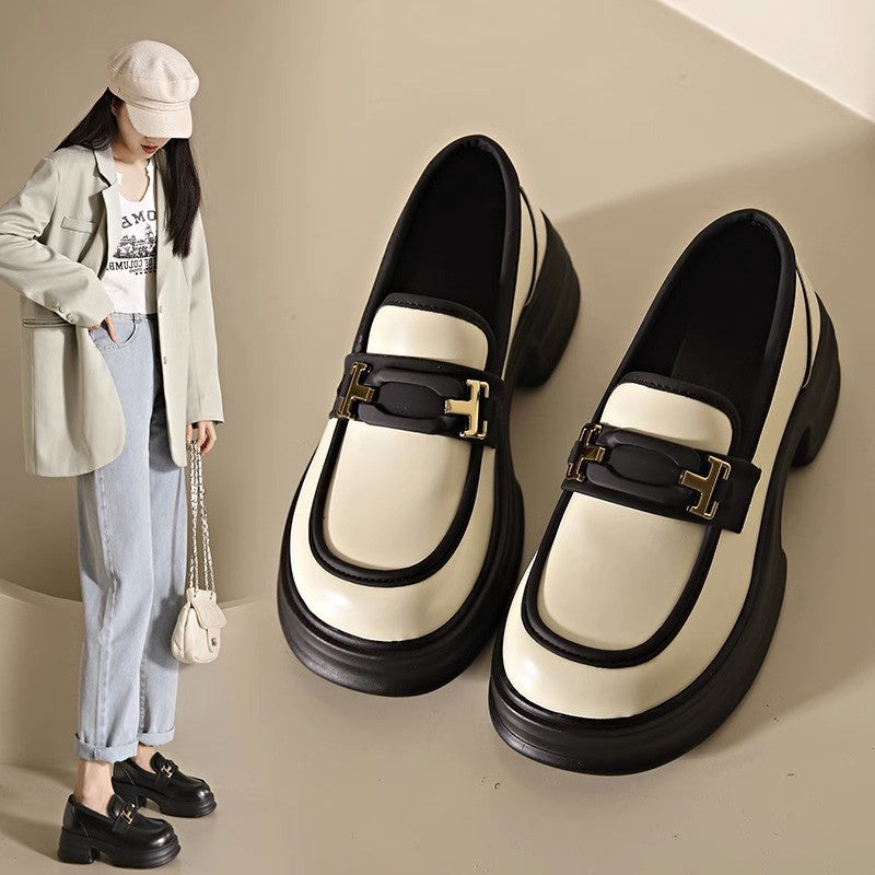 Mary Jane Women's Shoes 2023 New Shoes Summer French Platform Loafers Versatile Single Shoes British Style Small Leather Shoes