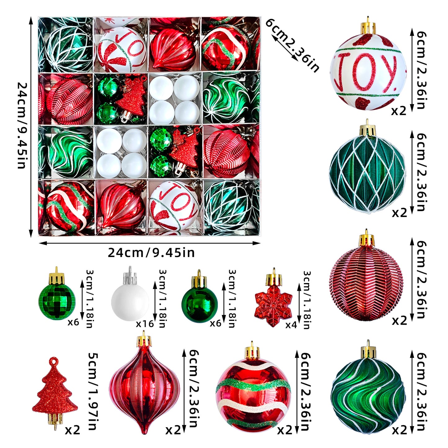 Amazon Christmas decoration 6cm electroplating ball plastic ball shaped painted Christmas ball gift Christmas tree pendant