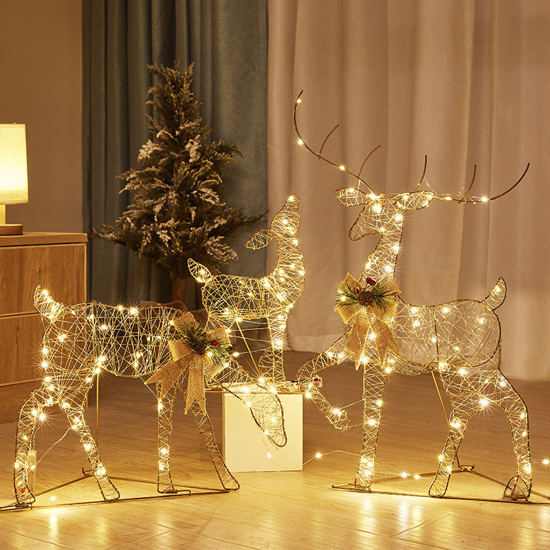 Christmas wrought iron deer cart glowing elk gift box combination christmas window vibe ornaments creative ornaments