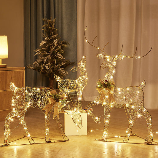 Christmas wrought iron deer cart glowing elk gift box combination christmas window vibe ornaments creative ornaments