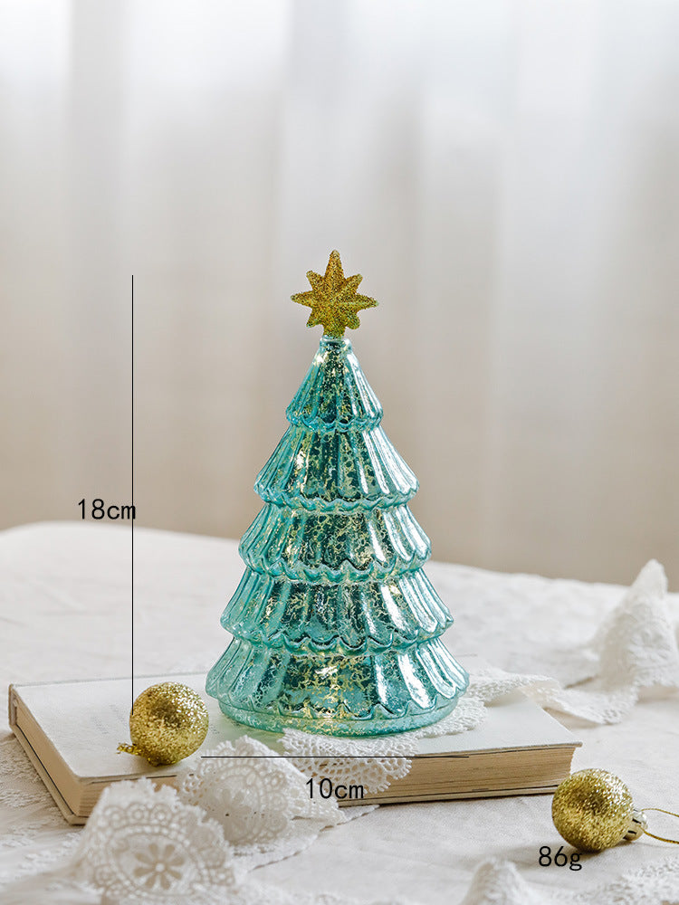 glass christmas tree table top glow ins ornament decorate festive atmosphere party window christmas gifts