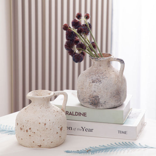 Vintage dried flower vase desktop living room hydroponic study hotel home decoration ceramic vase flower pot export cross-border