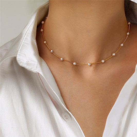 European and American fashion cross-border jewelry new pearl necklace fashion clavicle chain choker necklace neck jewelry women