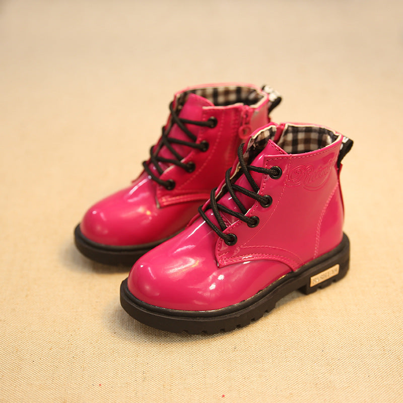 Children's Martin boots 2026 fall/winter Korean version of AliExpress boots warm shoes girls' snow boots boys' leather shoes non-slip