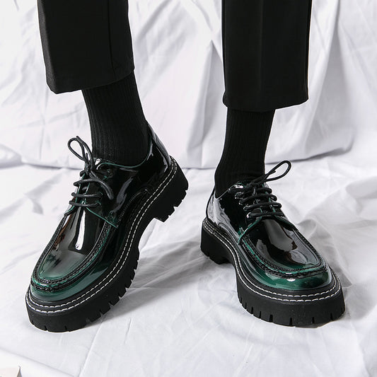 Foreign trade men's casual leather shoes men's round toe british shiny men's shoes business black overalls youth casual shoes wholesale