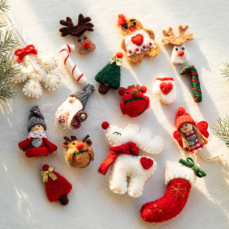Christmas Decorations Creative Christmas Tree Cartoon Elk Felt Pendant DIY Material Doll Christmas Gifts