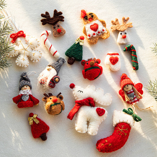 Christmas Decorations Creative Christmas Tree Cartoon Elk Felt Pendant DIY Material Doll Christmas Gifts