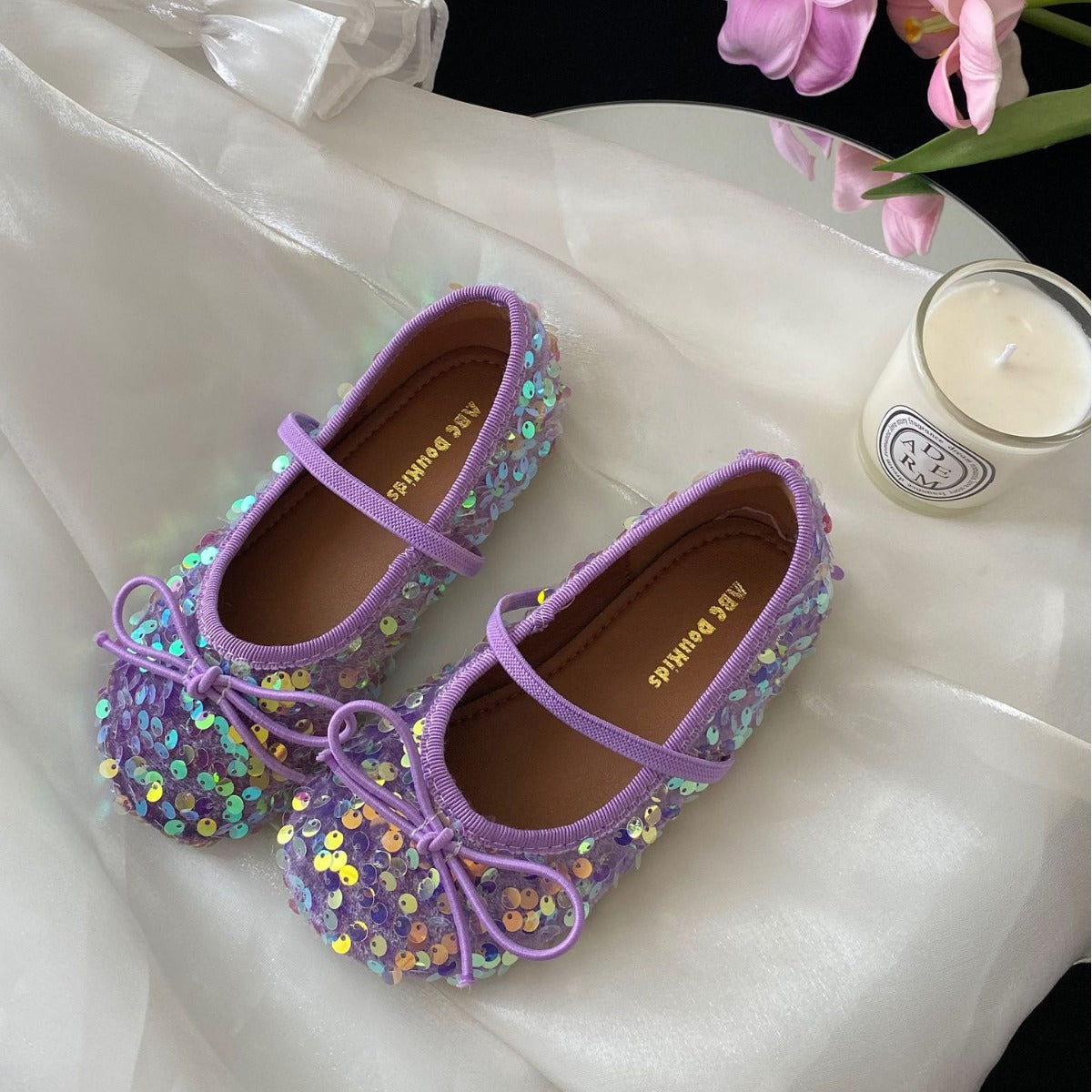 2026 Girls' Spring and Summer New Korean Sequin Ballet Princess Shoes Pedal Fashion and Versatile Shining Girls Shoes