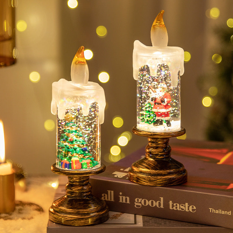 Cross-border New Christmas Ornaments Candle Lights Snow Snowflake Lanterns Christmas Crystal Ball Lights Creative Christmas Gifts