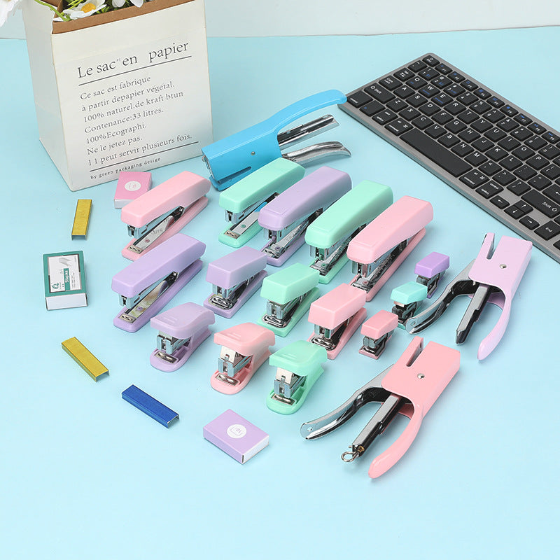 Manufacturer: Macaron colored metal hand holding stapler No. 10 labor-saving packaging machine small office binder