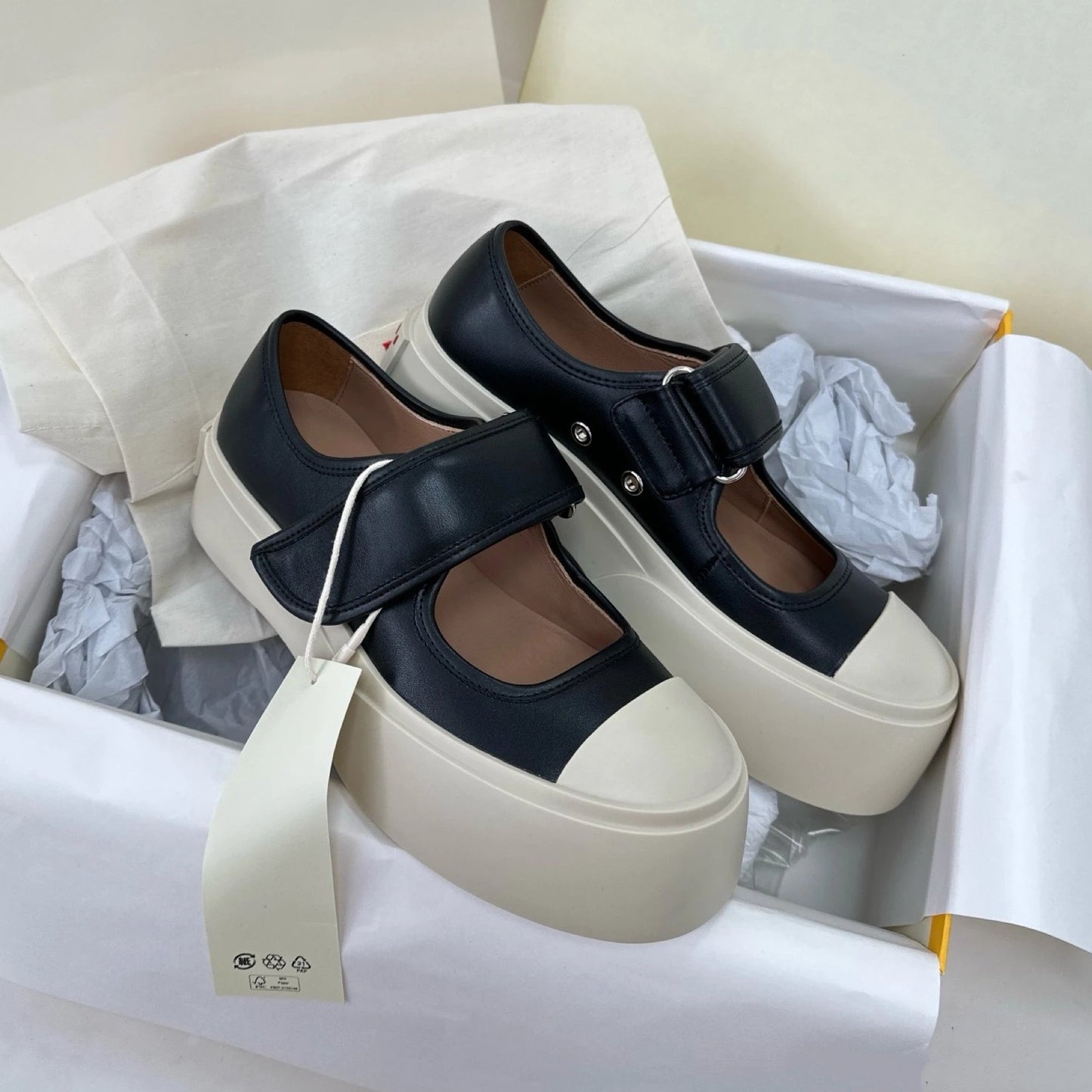 Mary Jane shoes for women, Zhao Lusi, the same Velcro big-toed shoes, cute shoes, thick-soled heightened leather toe single shoes women